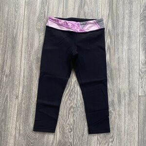 Ivivva by Lululemon - Girls Black Leggings with Purple Waistband